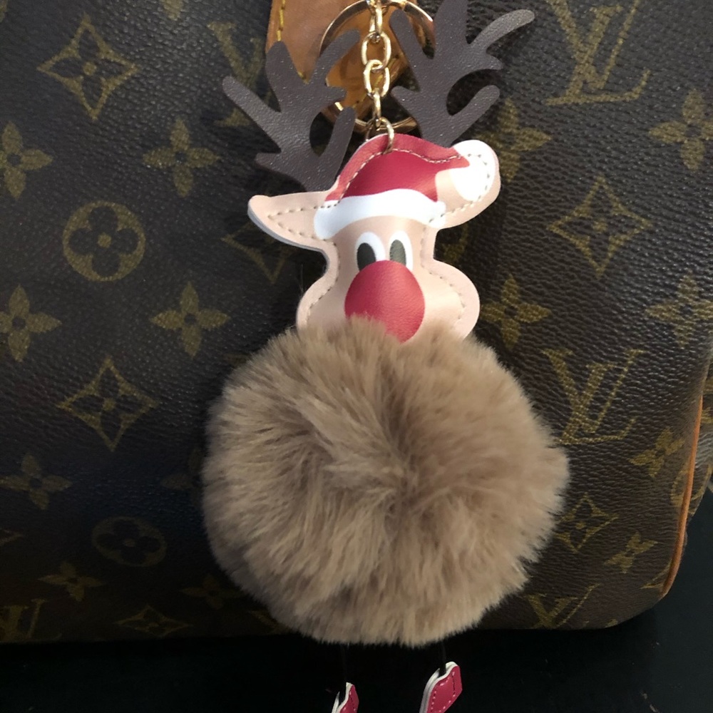 Purse Rudolph reindeer POM gold keychain clip bag
